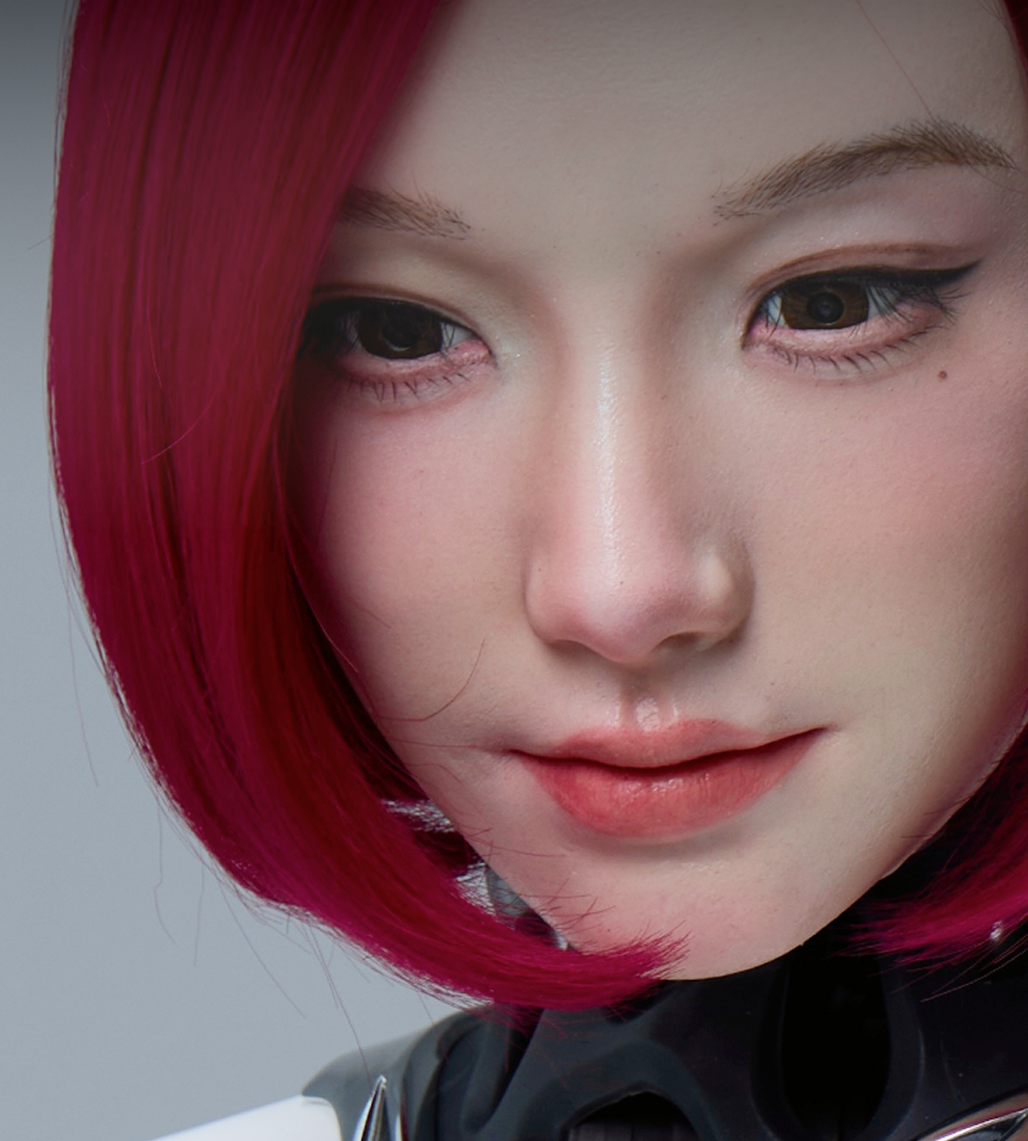 Official facial-detail image of the Xiaonuo bionic humanoid robot
